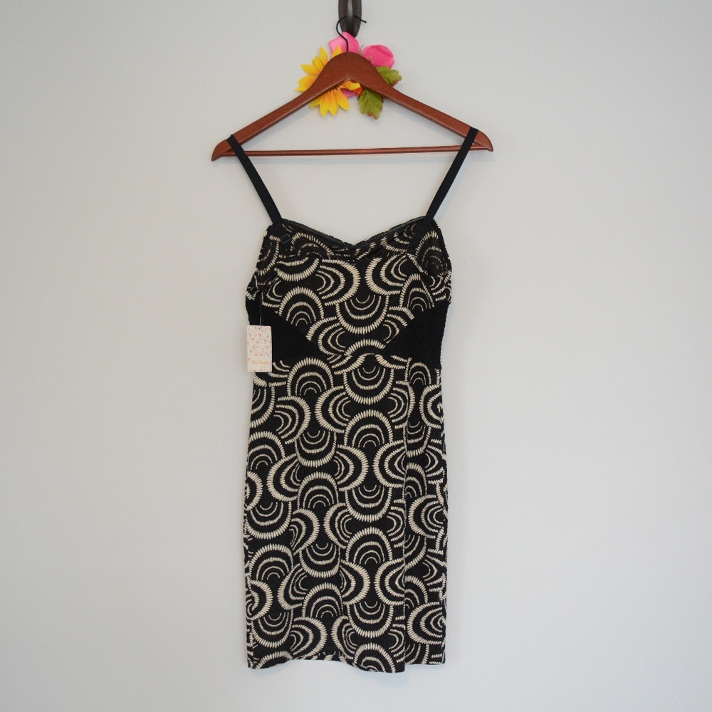Free People Swirl Design Cocktail Mini Dress Sheer - Picture 3 of 8